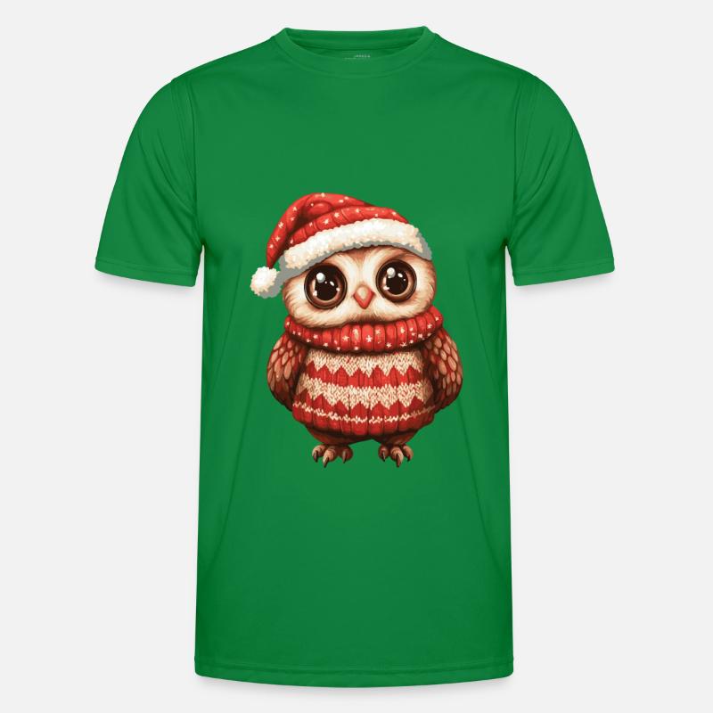 Owl Christmas Comic - Men's Functional T-Shirt - kelly green