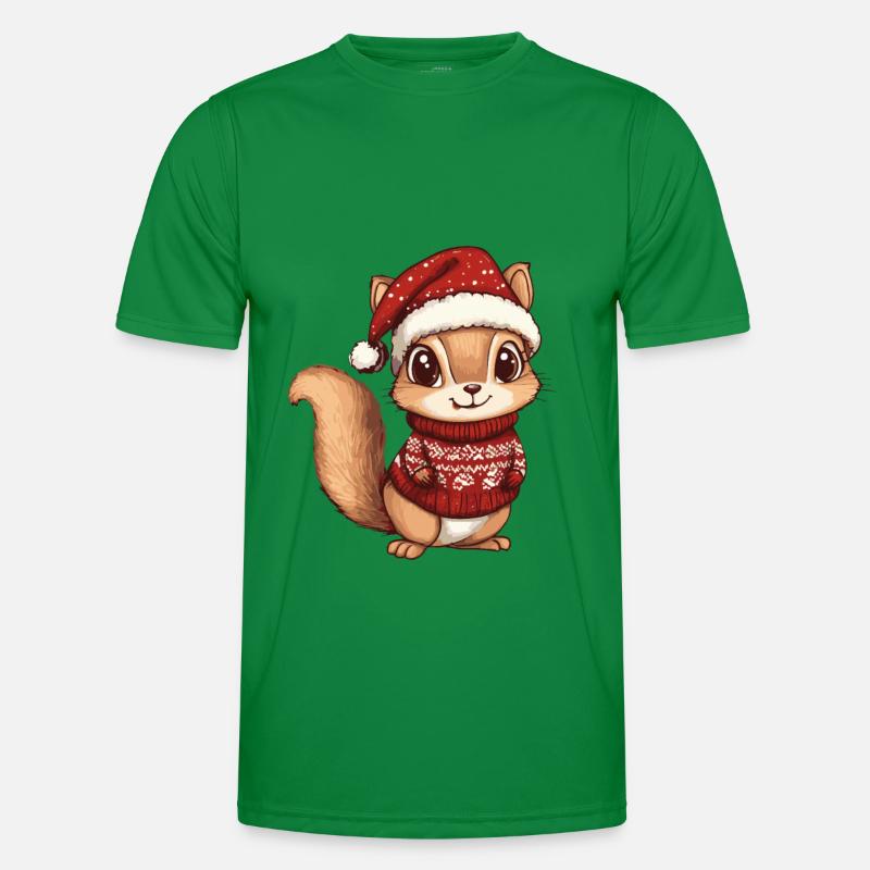 Eichhörnchen Weihnachten Comic - Männer Funktions-T-Shirt - Kelly Green