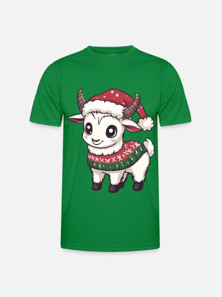 Bergziege Weihnachten Comic - Männer Funktions-T-Shirt - Kelly Green