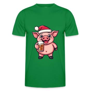 Schwein Bier Xmas Weihnachten - Männer Funktions-T-Shirt - Kelly Green - Vorne - AI Model Male 178 dark (178cm)