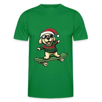 Labrador Dog Christmas Skateboard - Men's Functional T-Shirt - kelly green - Front - AI Model Male 178 dark (178cm)