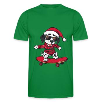 Dalmatian Dog Christmas Skateboard - Men's Functional T-Shirt - kelly green - Front - AI Model Male 178 dark (178cm)