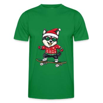 Husky Dog Christmas Skateboard - Men's Functional T-Shirt - kelly green - Front - AI Model Male 178 dark (178cm)