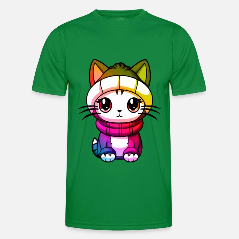 Katze Winter Tier Bunt Comic - Männer Funktions-T-Shirt - Kelly Green