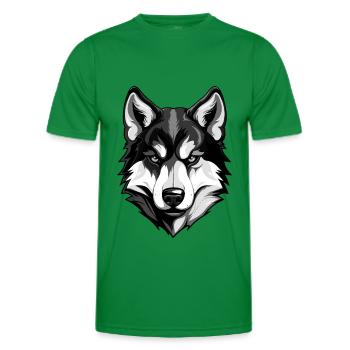 Tête de chien husky - T-shirt sport Homme - vert - Devant - AI Model Male 178 dark (178cm)