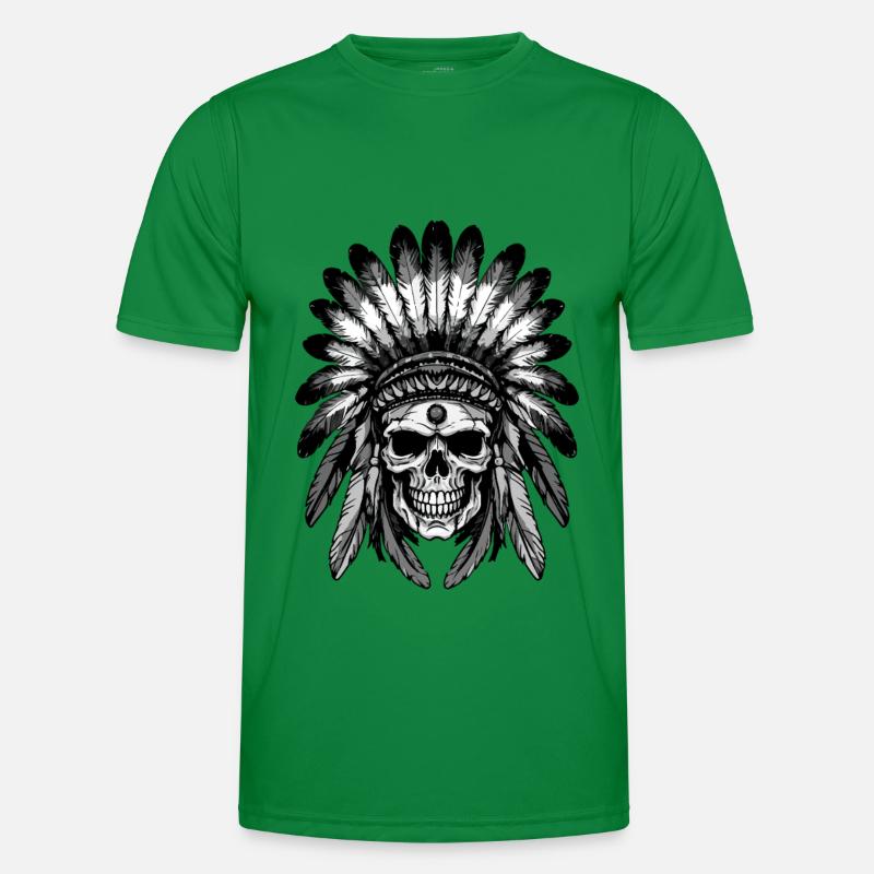 Apache Indian Skull - Men's Functional T-Shirt - kelly green