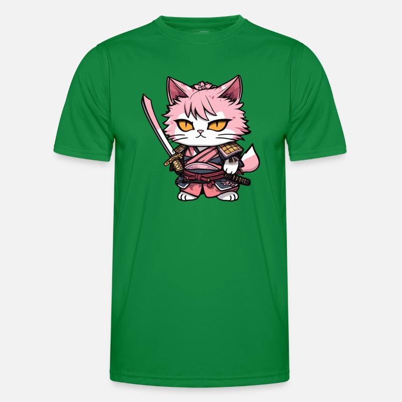 Samurai Cat & Cherry Blossoms #13 Men's Functional T-Shirt