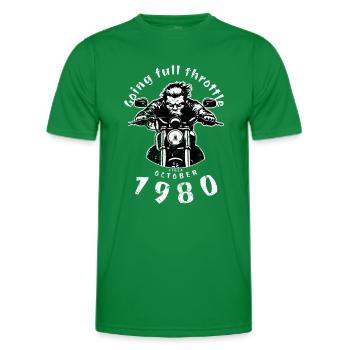 44. Geburtstag Going full throttle since 10/1980 - Männer Funktions-T-Shirt - Kelly Green - Vorne - AI Model Male 178 dark (178cm)