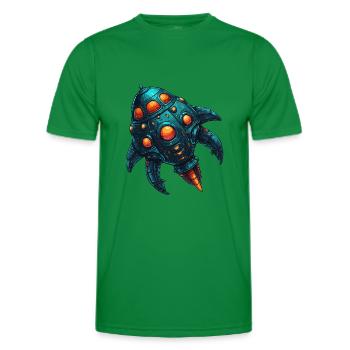 Colorful imaginative whimsical spaceship - Men's Functional T-Shirt - kelly green - Front - AI Model Male 178 dark (178cm)