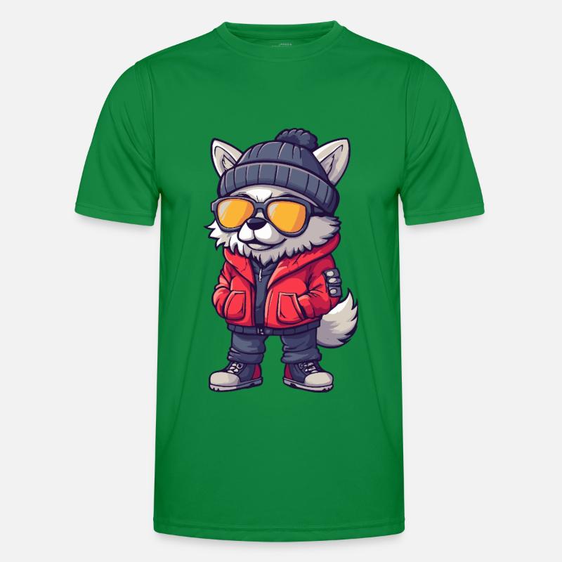 Wolf Cool Comic - Men's Functional T-Shirt - kelly green