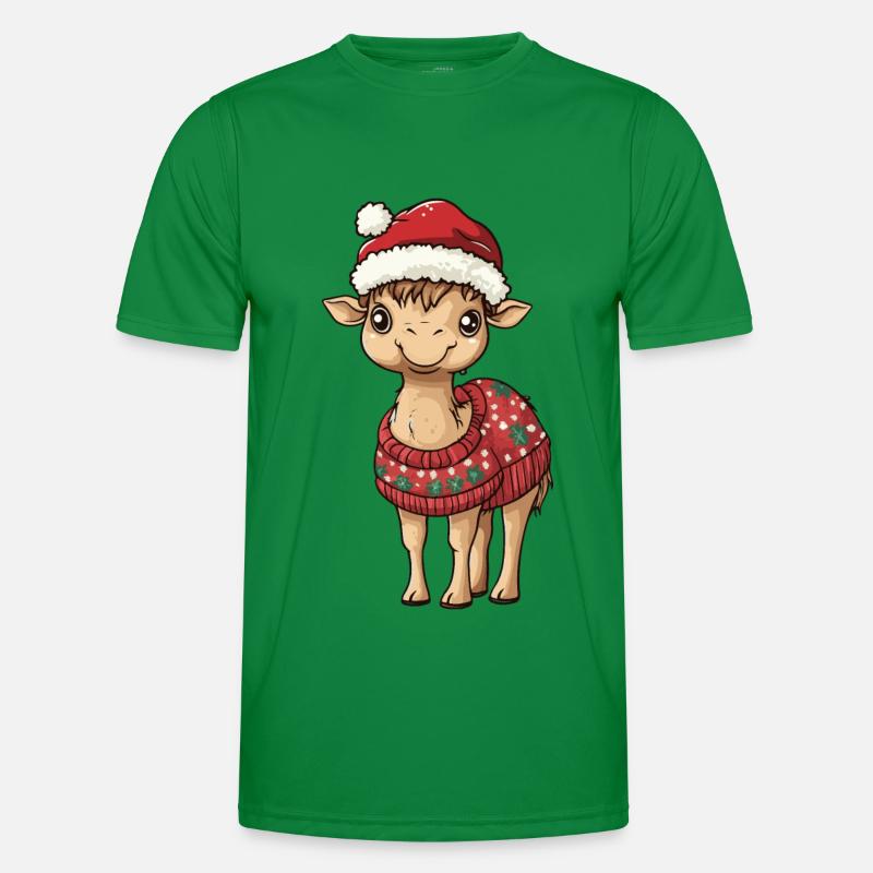 Camel Christmas Comic - Men's Functional T-Shirt - kelly green
