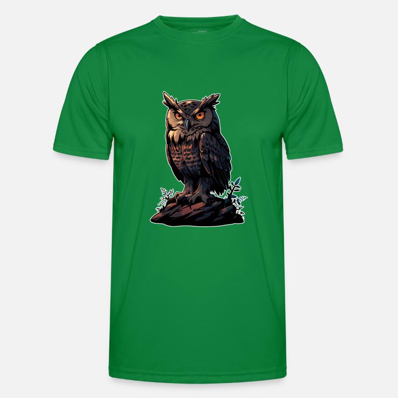 Große Eule Uhu sitzt auf einem Felsen Männer Funktions-T-Shirt