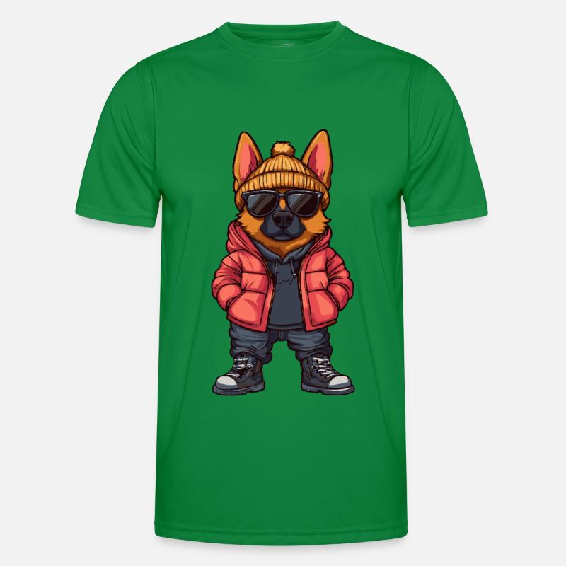 Schäferhund Cool Comic - Männer Funktions-T-Shirt - Kelly Green