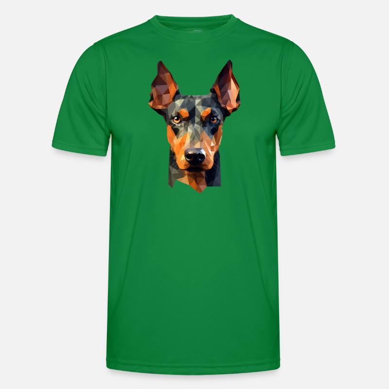 Dobermann - Polygon Hunde Design Männer Funktions-T-Shirt