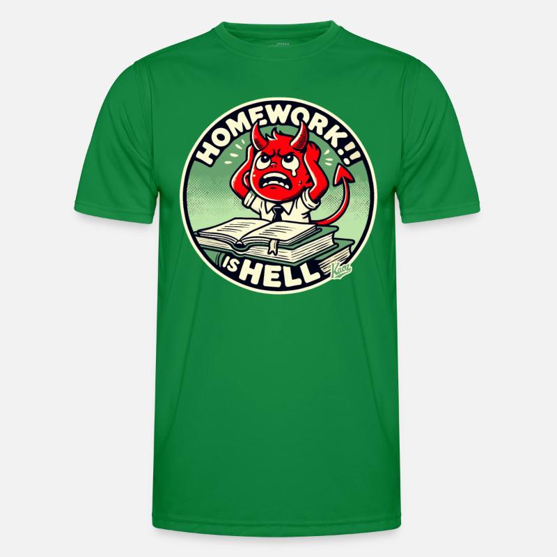 Petit diable d’écolier dans l’enfer des devoirs T-shirt sport Homme