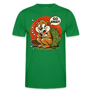 Squirrel takes a break behind bush, Go away! - Men's Functional T-Shirt - kelly green - Front - AI Model Male 178 dark (178cm)