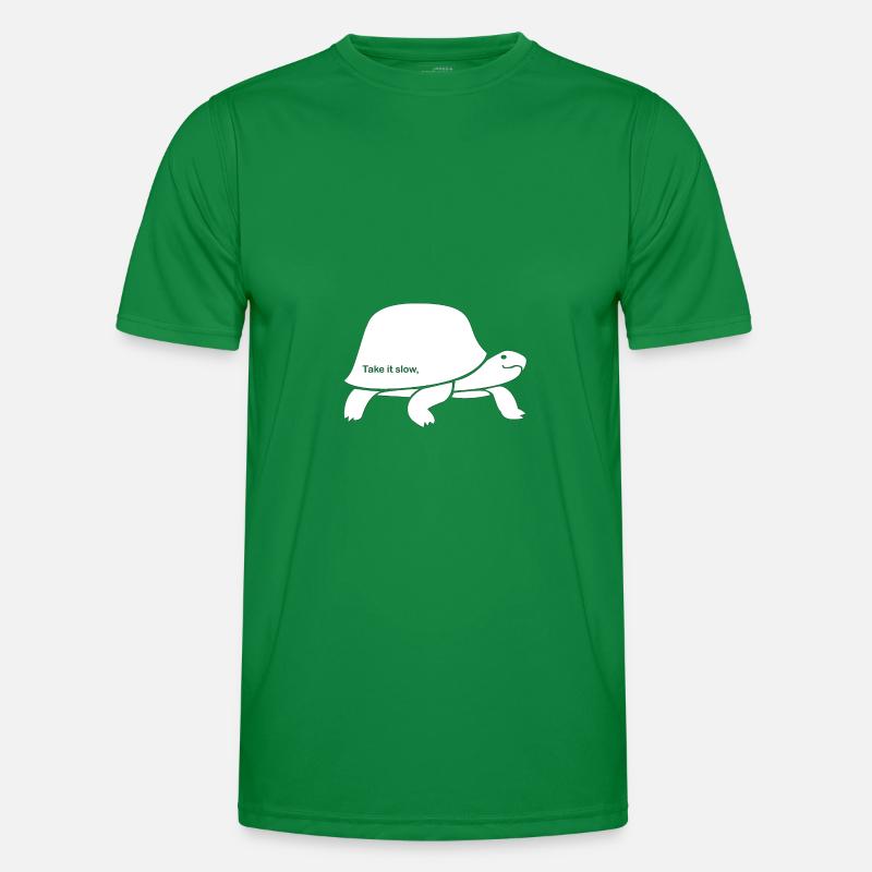 Nehmen Sie es langsam Turtle Design Männer Funktions-T-Shirt