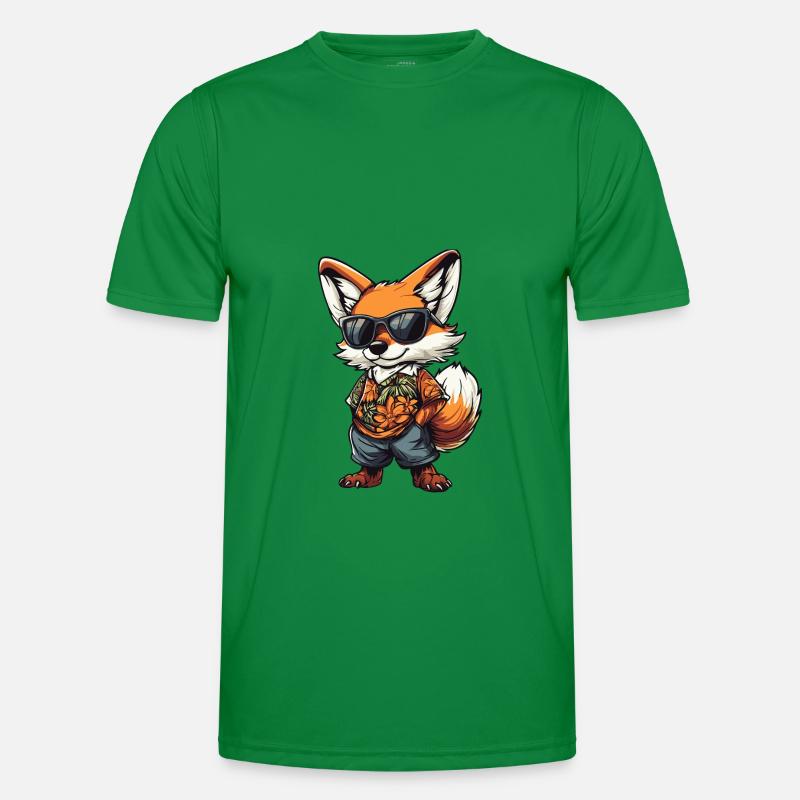 Fuchs Comic Urlaub - Männer Funktions-T-Shirt - Kelly Green