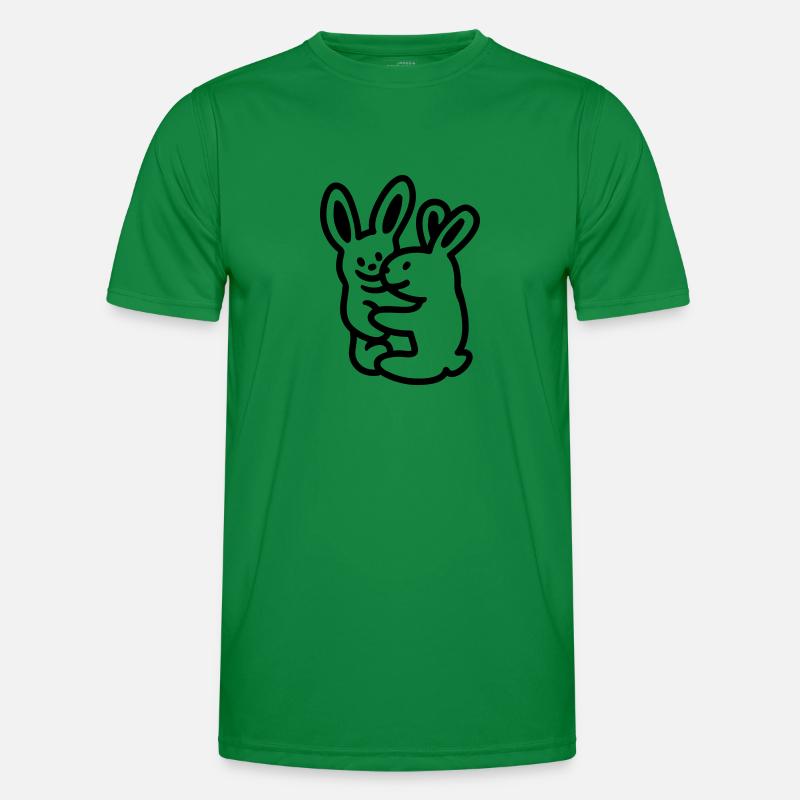 kuschelnde rabbits - line - Men's Functional T-Shirt - kelly green