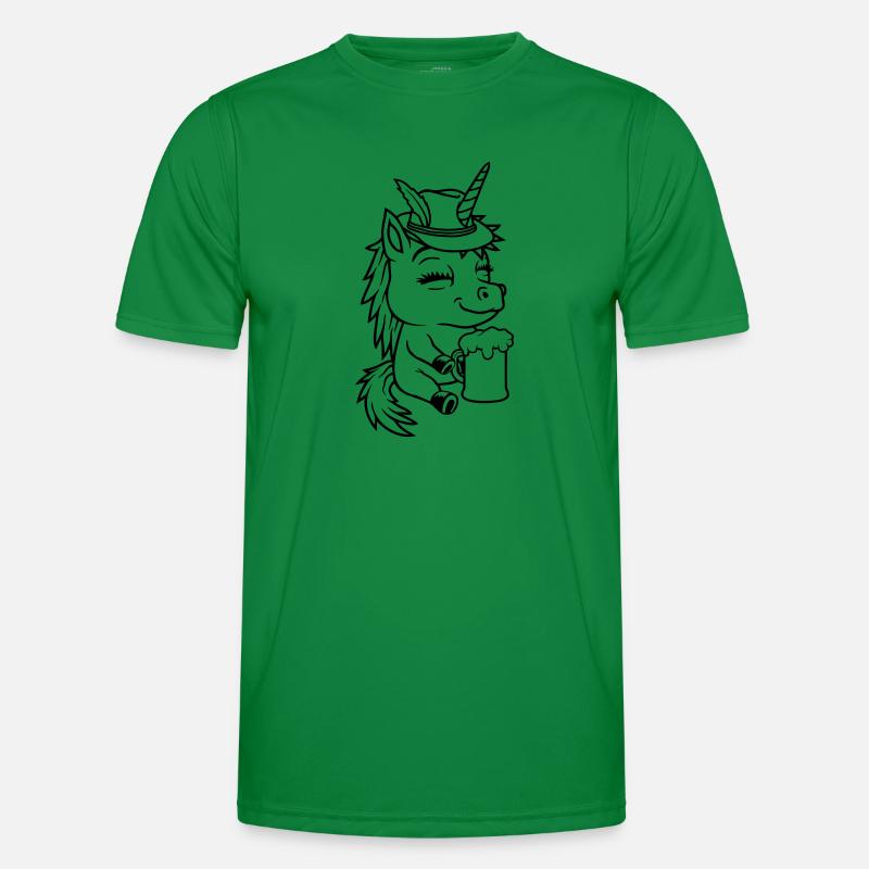 Alkohol trinkendes sitzendes Einhorn Männer Funktions-T-Shirt