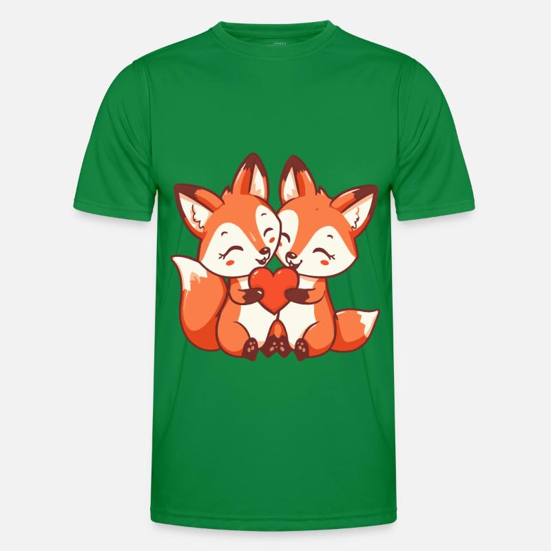 Fuchs Comic Paar Liebe - Männer Funktions-T-Shirt - Kelly Green