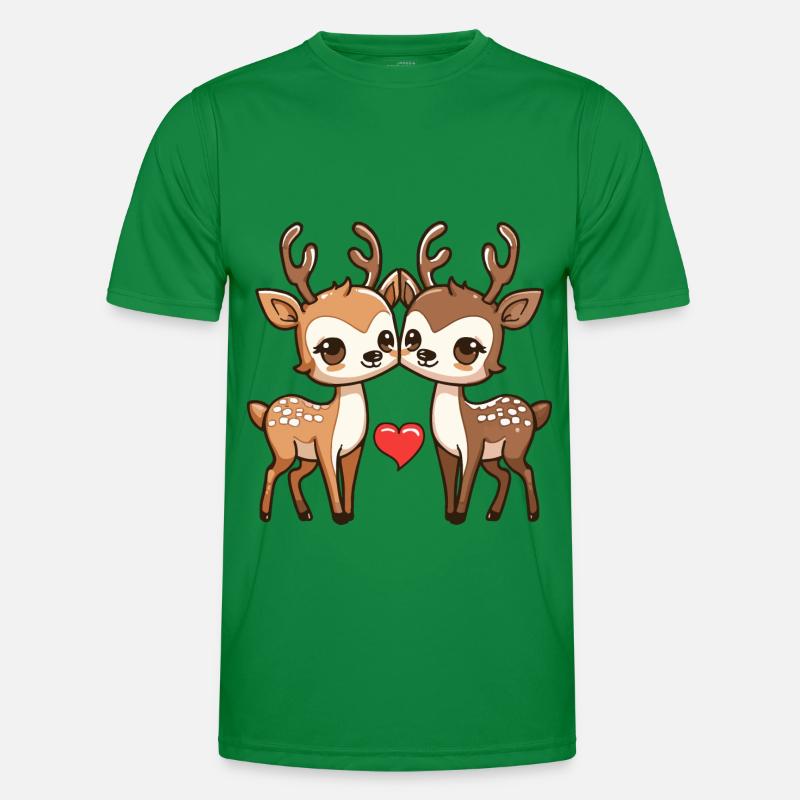 Hirsch Comic Paar Liebe - Männer Funktions-T-Shirt - Kelly Green
