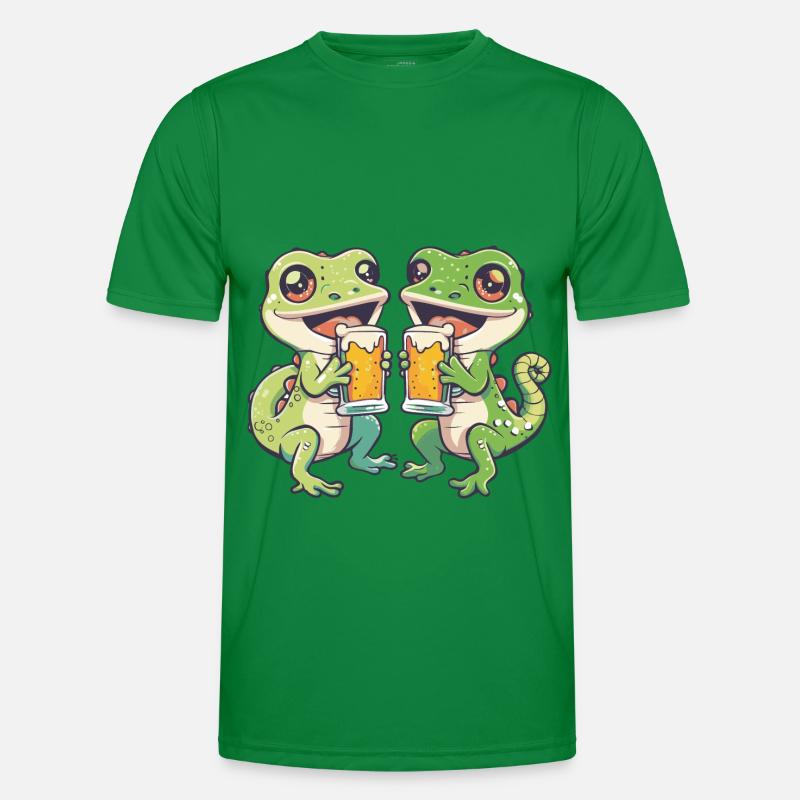 Lizard Comic Beer Party Drinking - Men's Functional T-Shirt - kelly green