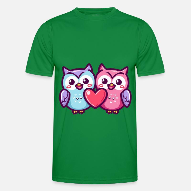 Eule Comic Paar Liebe - Männer Funktions-T-Shirt - Kelly Green