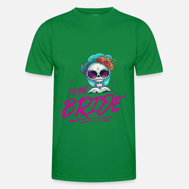 Team Bride Wedding Skeleton - Men's Functional T-Shirt - kelly green
