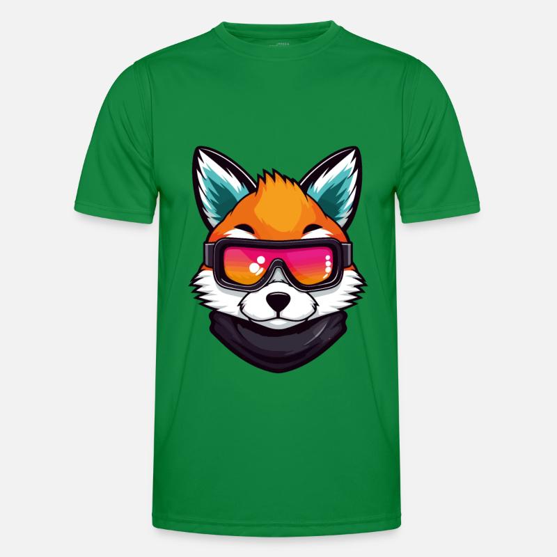 Fuchs Ski Brille Comic Männer Funktions-T-Shirt