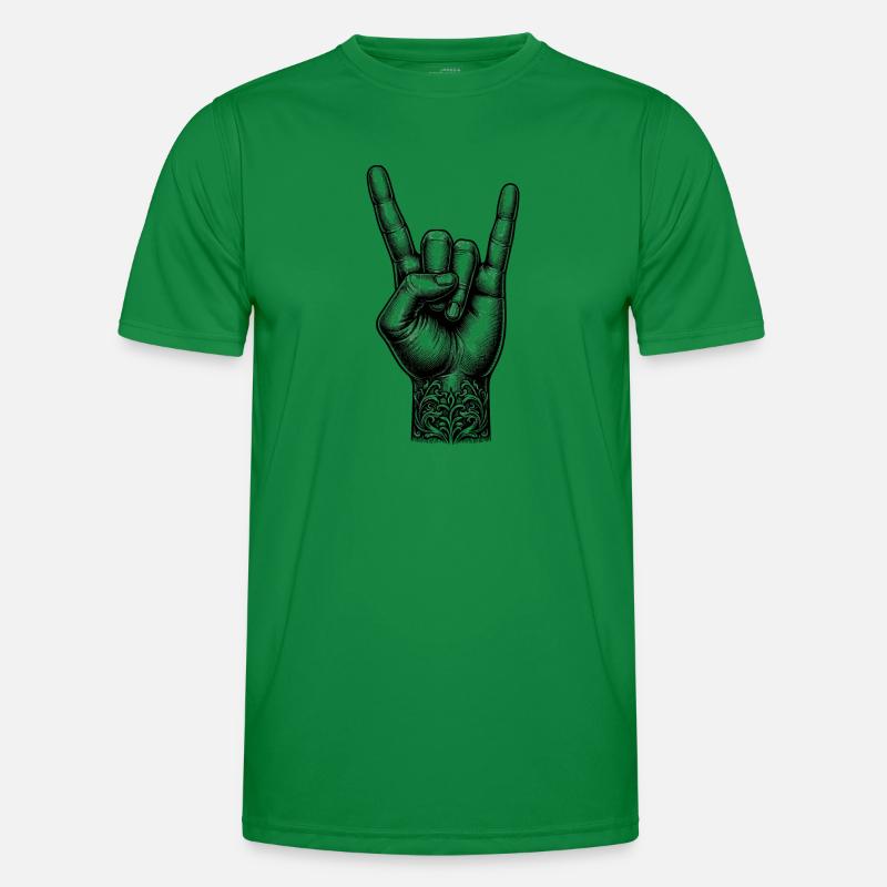 Rock on Hand with Devils Horns Men's Functional T-Shirt