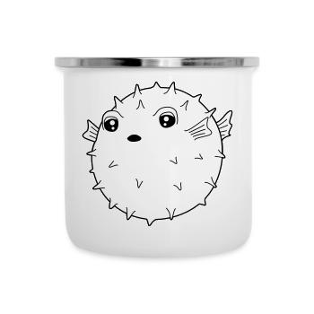 Kukelfisch lustiger Fugu - Emaille-Tasse - Weiß - Vorne