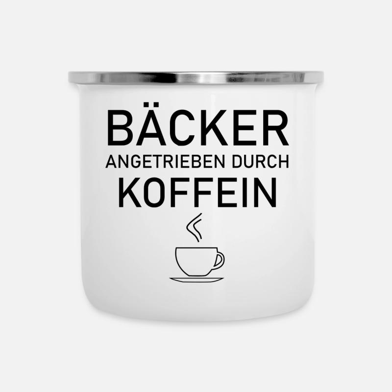 Bäcker - Emaille-Tasse - Weiß