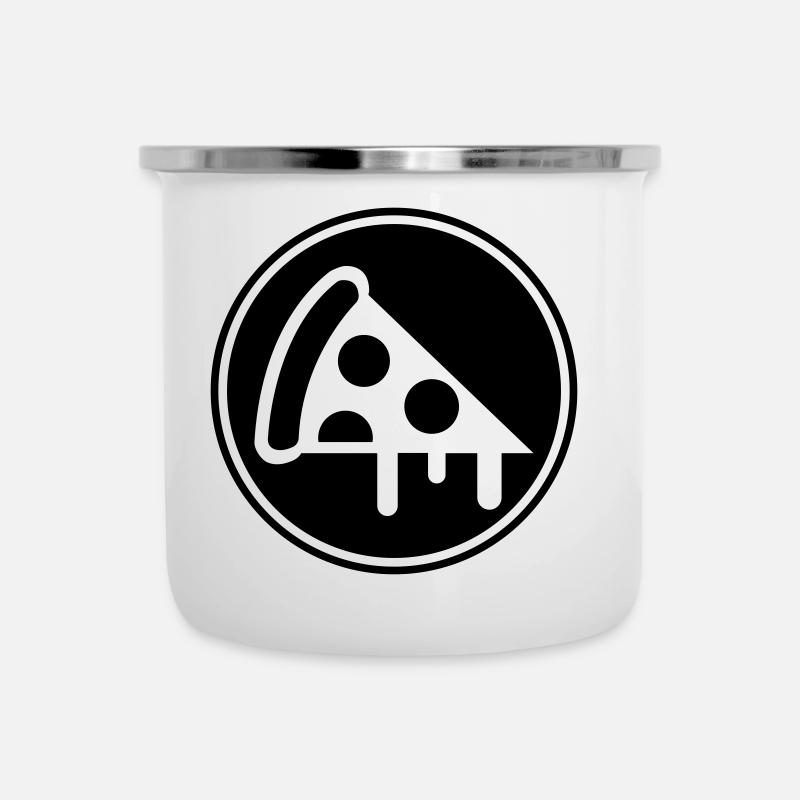 Pizza Icon Silhouette - Emaille-Tasse - Weiß