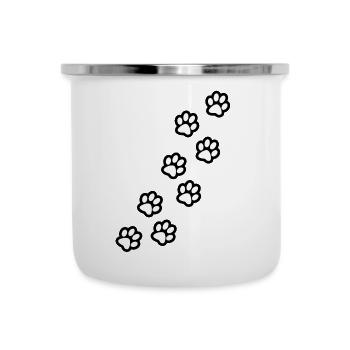 Pattes de chien et de chat - Tasse émaillée - blanc - Devant