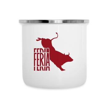 Feria - Logo couleur rouge / blanc & taureau - Tasse émaillée - blanc - Devant
