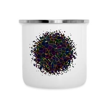 Buntes geometrisches Schwarzlichtmuster - Emaille-Tasse - Weiß - Vorne