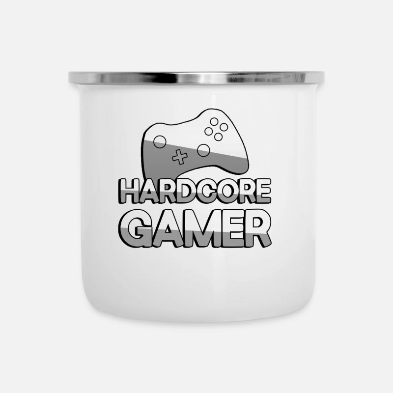 HARDCORE GAMER + Controller - Gaming - Camper Mug - white