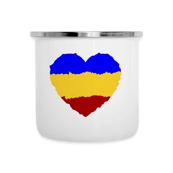 Rumänisches Herz - Emaille-Tasse - Weiß - Vorne
