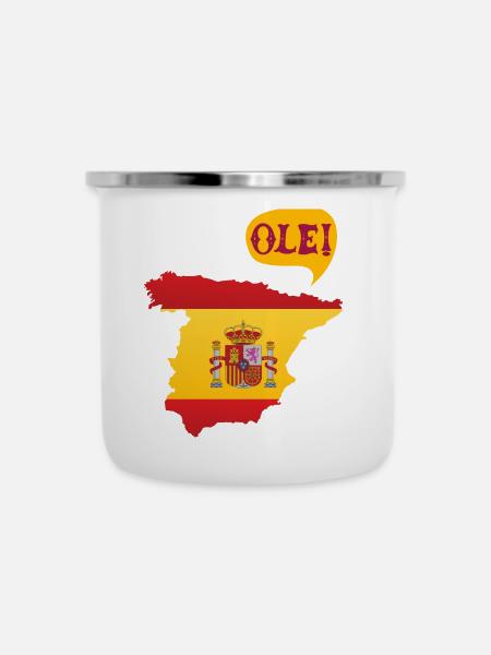 Spain - Emaille-Tasse - Weiß