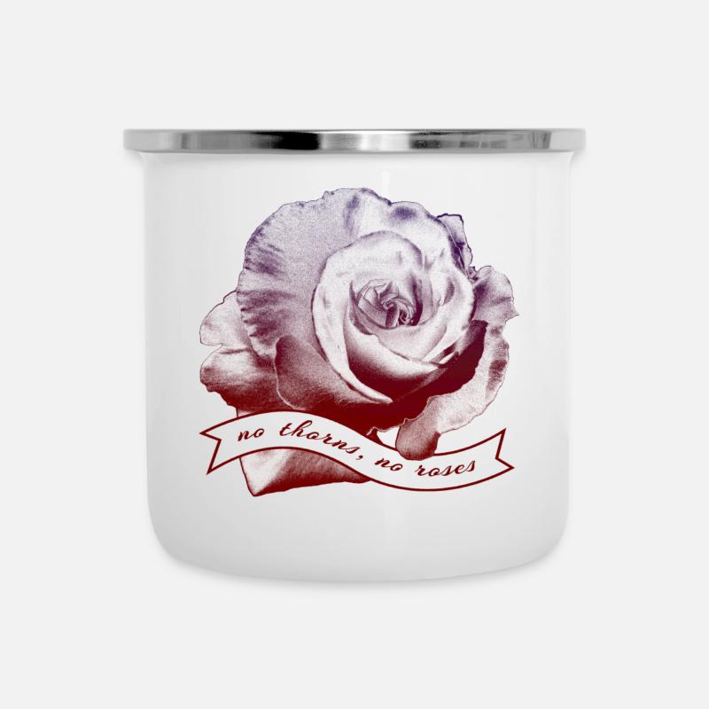 Rose - Emaille-Tasse - Weiß