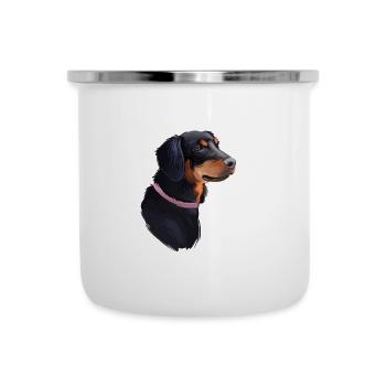 Slovensky Kopov Hund Aquarell Skizze Illustration - Emaille-Tasse - Weiß - Vorne