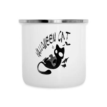 Halloween Black Cat - Camper Mug - white - Front