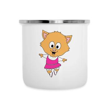 KATZE - TANZEN - TÄNZERIN - BALLETT - BALLERINA - Emaille-Tasse - Weiß - Vorne