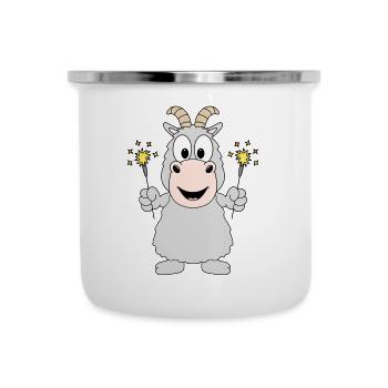 ZIEGE - WUNDERKERZEN - NEUJAHR - SILVESTER - Emaille-Tasse - Weiß - Vorne