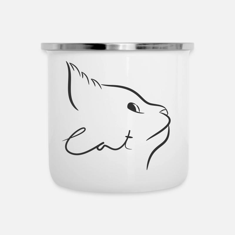 Chat - Tasse émaillée - blanc