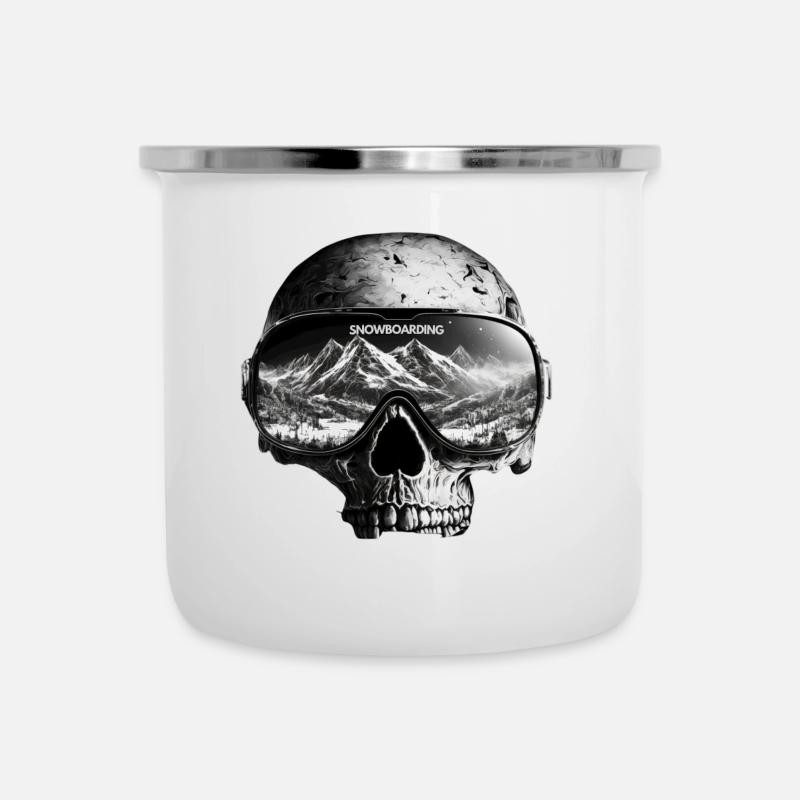 Eat Sleep Snowboard Repeat - Emaille-Tasse - Weiß