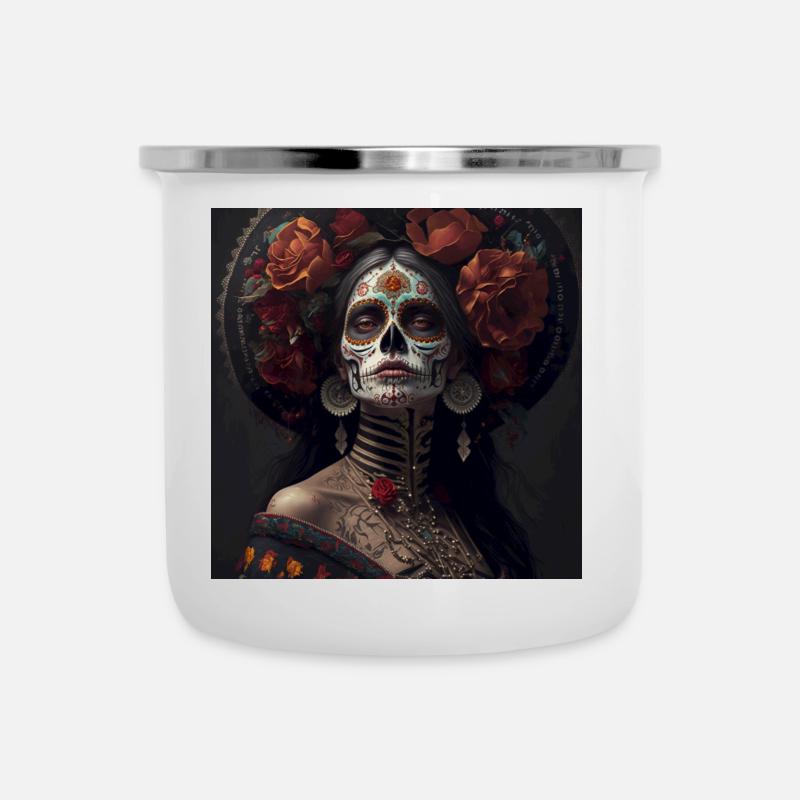 La Dame au chapeau de fleurs - Tasse émaillée - blanc