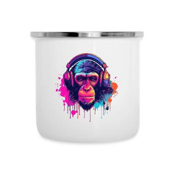 Monkey Beats - Emaille-Tasse - Weiß - Vorne