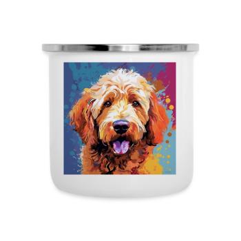 Golden Doodle Pop Art - Emaille-Tasse - Weiß - Vorne